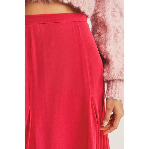 NWT Loveshackfancy Lil Silk Midi Skirt BORDEAUX Size 0 Flounce Hem Flowy Chiffon - Picture 3 of 16